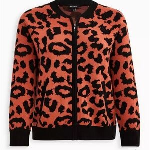 Torrid Leopard Print Bomber Jacket in Orange and Black